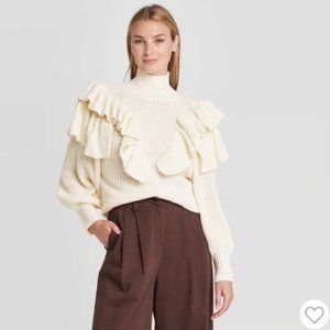 NWT PROLOGUE (Target) Mock Turtleneck Ruffle Pullover Sweater